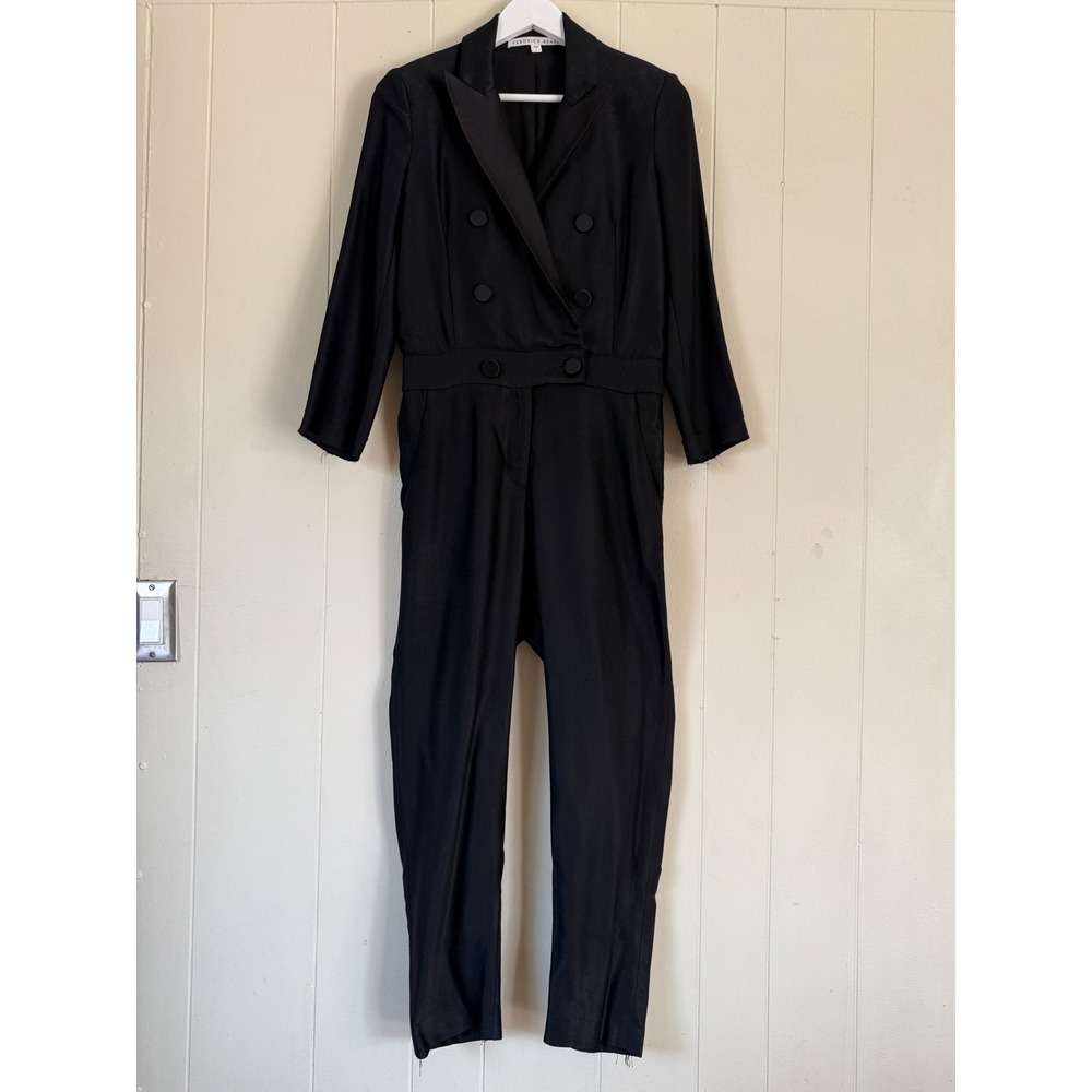 Veronica Beard Womens Tuxedo‎ Jumpsuit Satin Lapel Size 4 Quiet Luxury Preppy